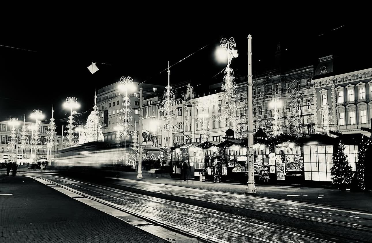 Crno-bijela ulična fotografija Zagreba